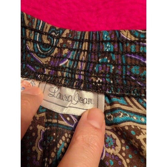 Vintage Laura Jean Paisley Skirt Size 10 Rayon Midi Boho 80s 90s Made in USA - Picture 4 of 7